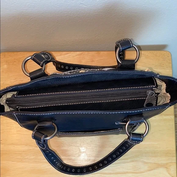 Montana West Concealed Carry Black and Gray Studded Tote - Picture 8 of 14